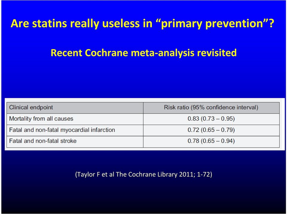 Recent Cochrane meta-analysis