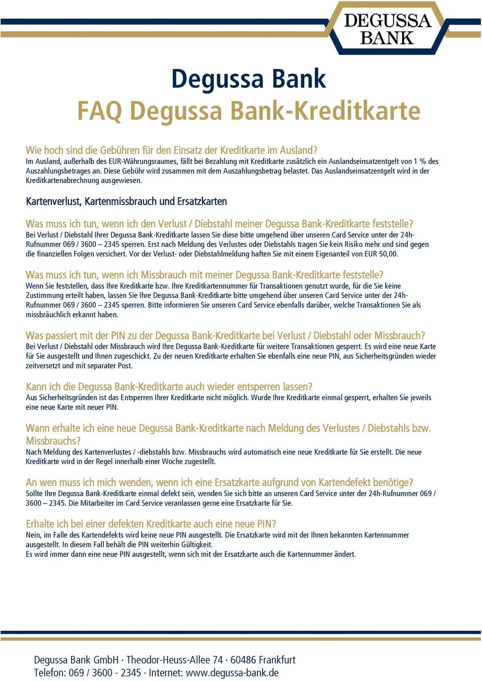 Rahmenvertrag Ich Beauftrage Die Degussa Bank Ein Vorsorge Und