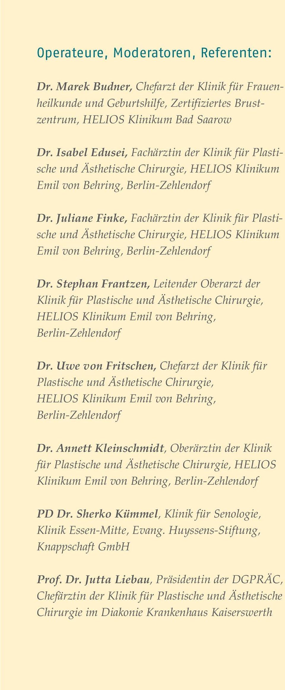 Juliane Finke, Fachärztin der Klinik für Plastische und Ästhetische Chirurgie, HELIOS Klinikum Emil von Behring, Berlin-Zehlendorf Dr.