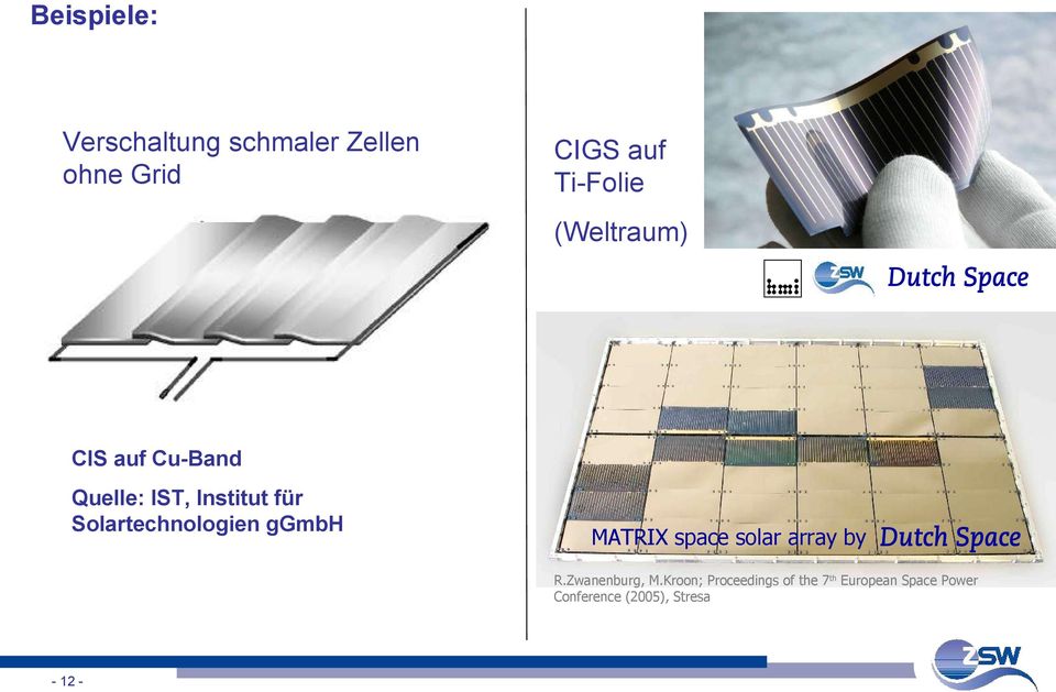Solartechnologien ggmbh MATRIX space solar array by R.Zwanenburg, M.