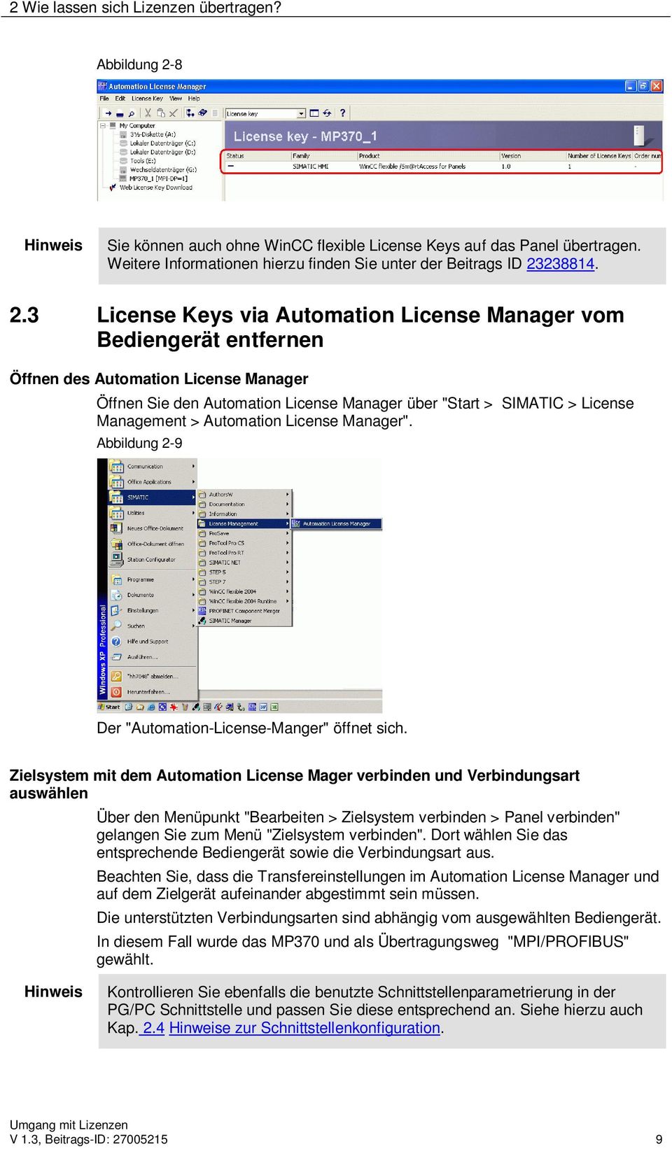 Automation License Manager". Abbildung 2-9 Der "Automation-License-Manger" öffnet sich.