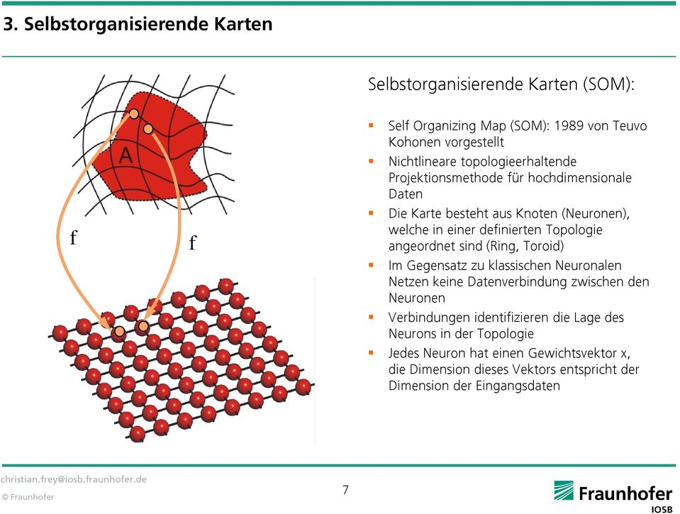 angeordnet sind (Ring, Toroid) Im Gegensatz zu klassischen Neuronalen Netzen keine Datenverbindung zwischen den Neuronen Verbindungen