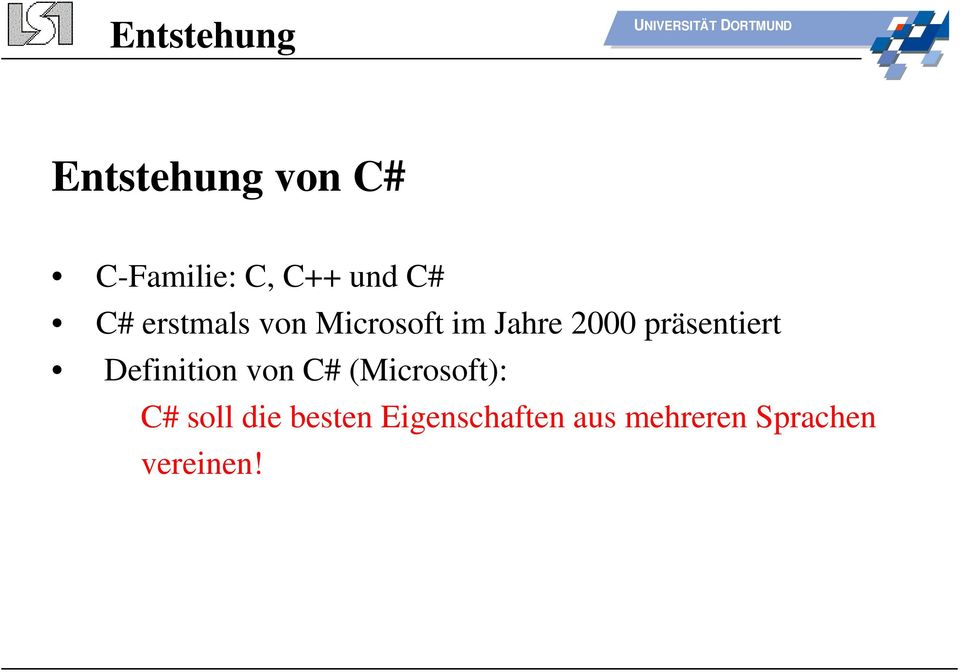 präsentiert Definition von C# (Microsoft): C# soll