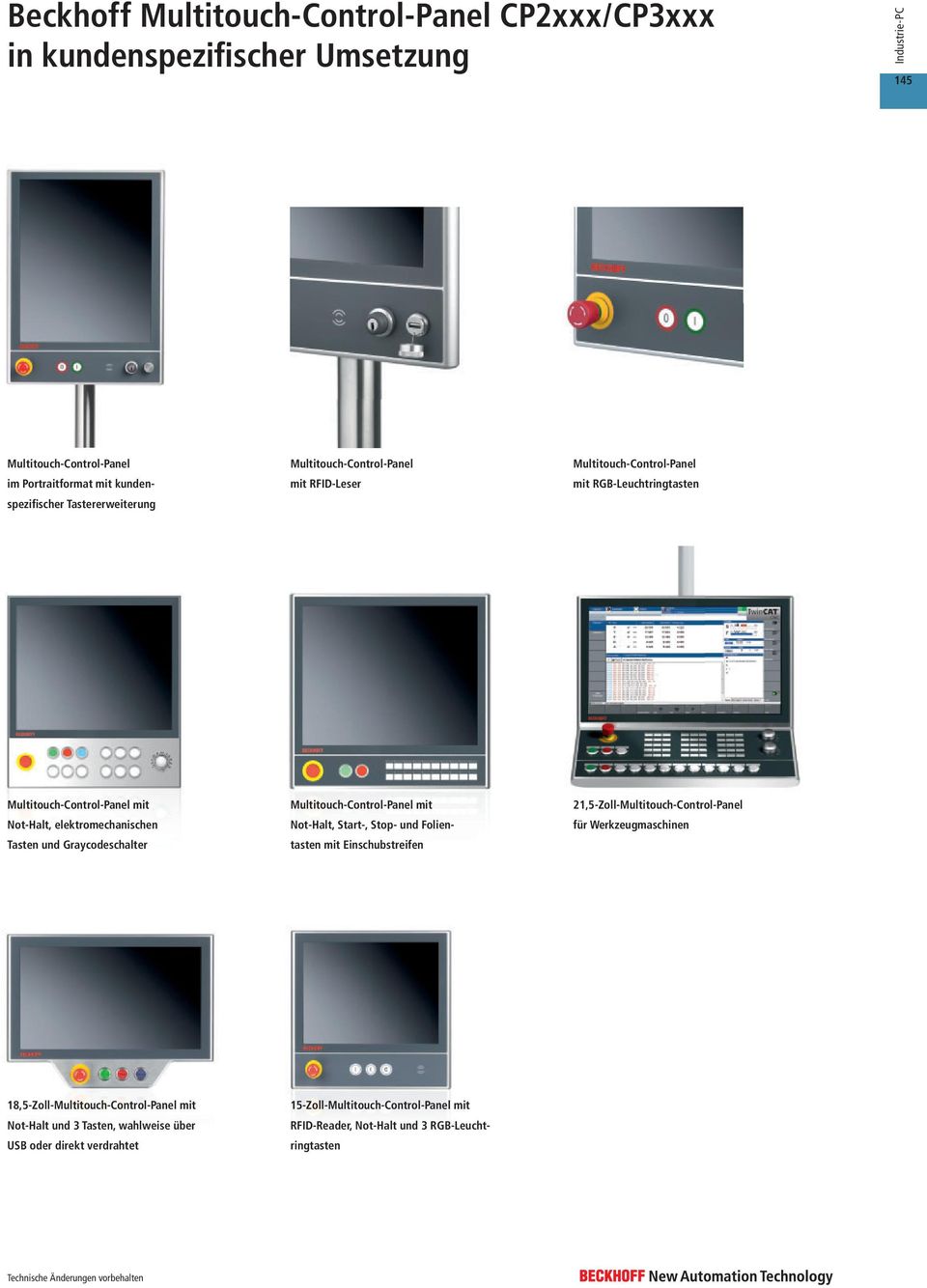 Graycodeschalter Multitouch-Control-Panel mit Not-Halt, Start-, Stop- und Folientasten mit Einschubstreifen 21,5-Zoll-Multitouch-Control-Panel für Werkzeugmaschinen