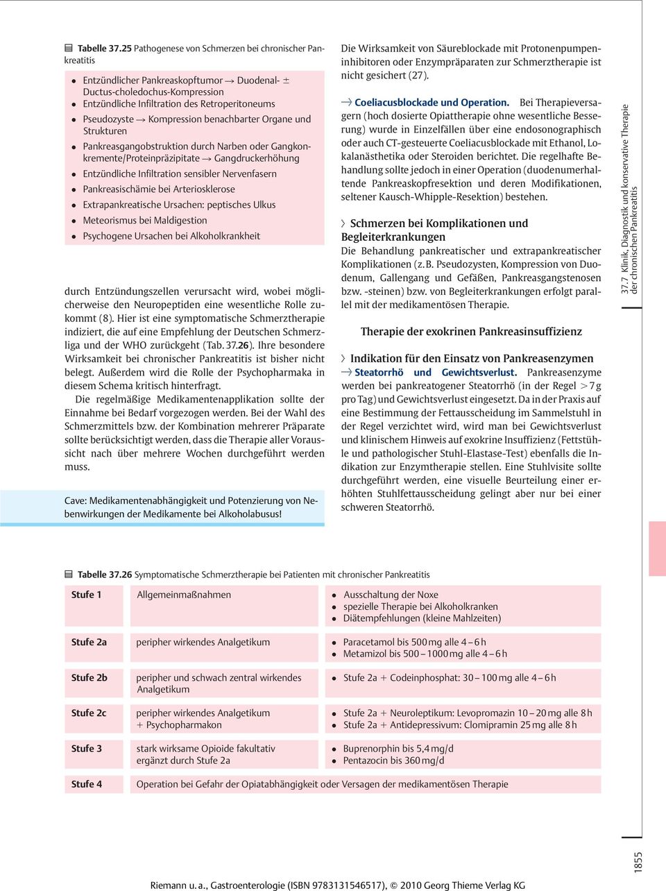 Kompression benachbarter Organe und Strukturen 1 Pankreasgangobstruktion Geschichte der Gastroenterologie durch Narben oder Gangkonkremente/Proteinpräzipitate Gangdruckerhöhung kalanästhetika oder