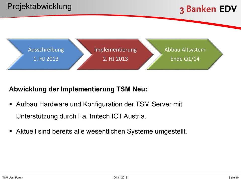 Aufbau Hardware und Konfiguration der TSM Server mit Unterstützung durch Fa.