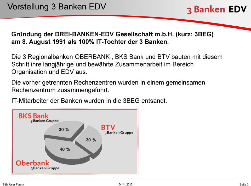 Die 3 Regionalbanken OBERBANK, BKS Bank und BTV bauten mit diesem Schritt ihre langjährige und bewährte