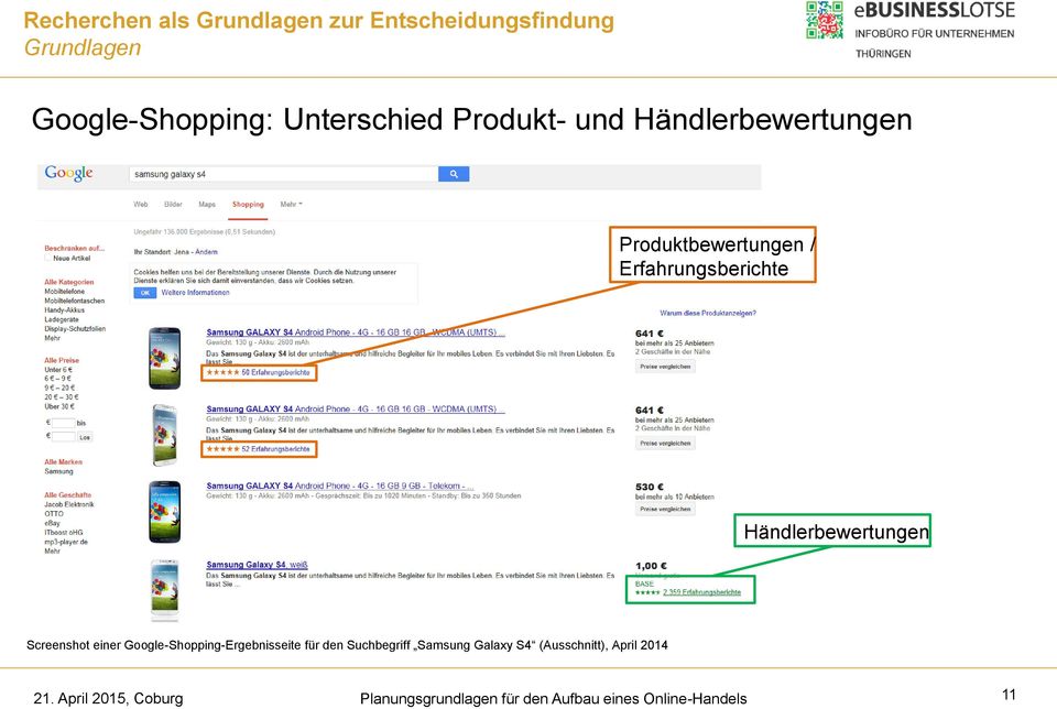 Händlerbewertungen Screenshot einer Google-Shopping-Ergebnisseite für den Suchbegriff