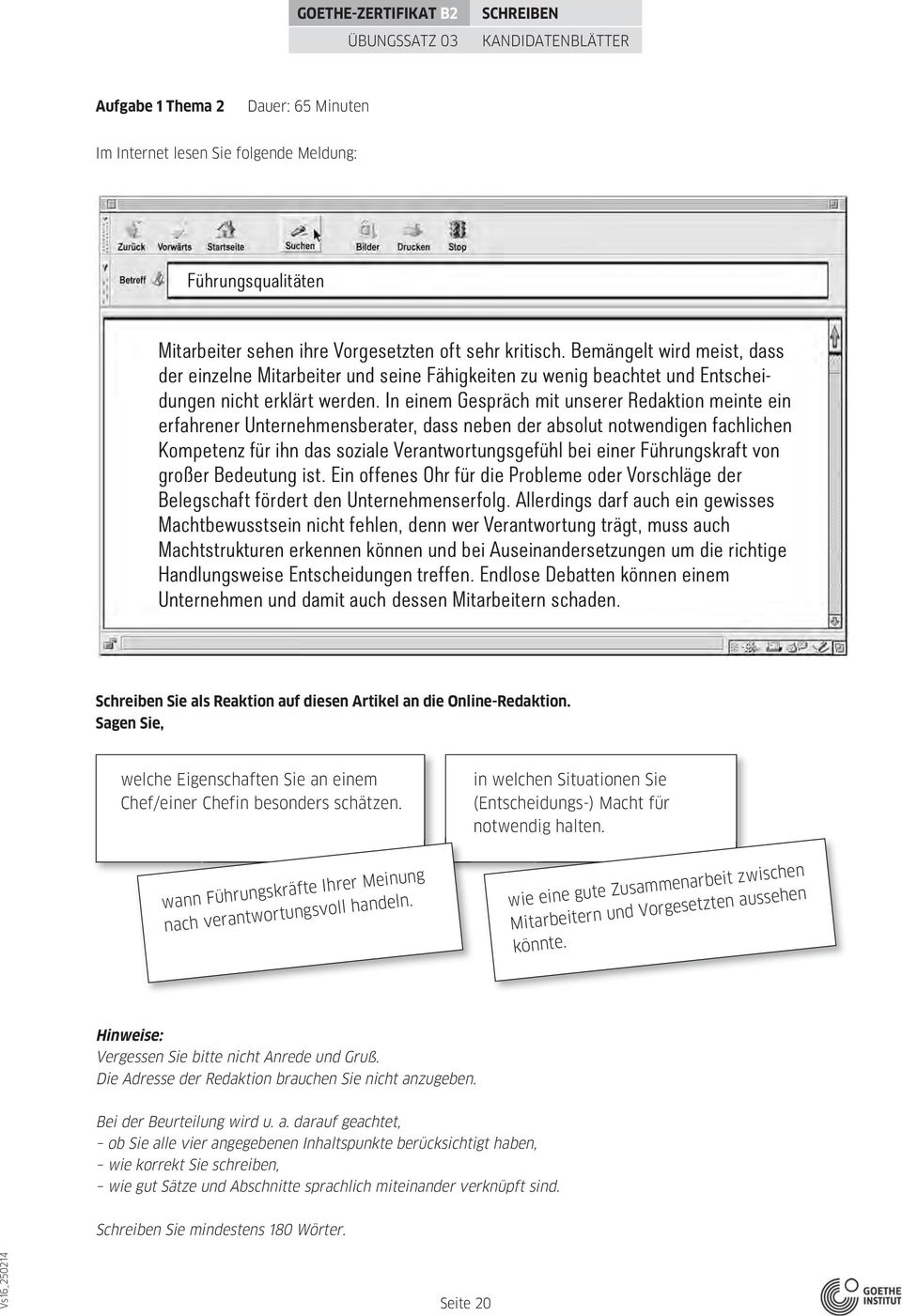 Goethe Zertifikat B2 Ubungssatz 03 Kandidatenblatter Pruferblatter Pdf Kostenfreier Download