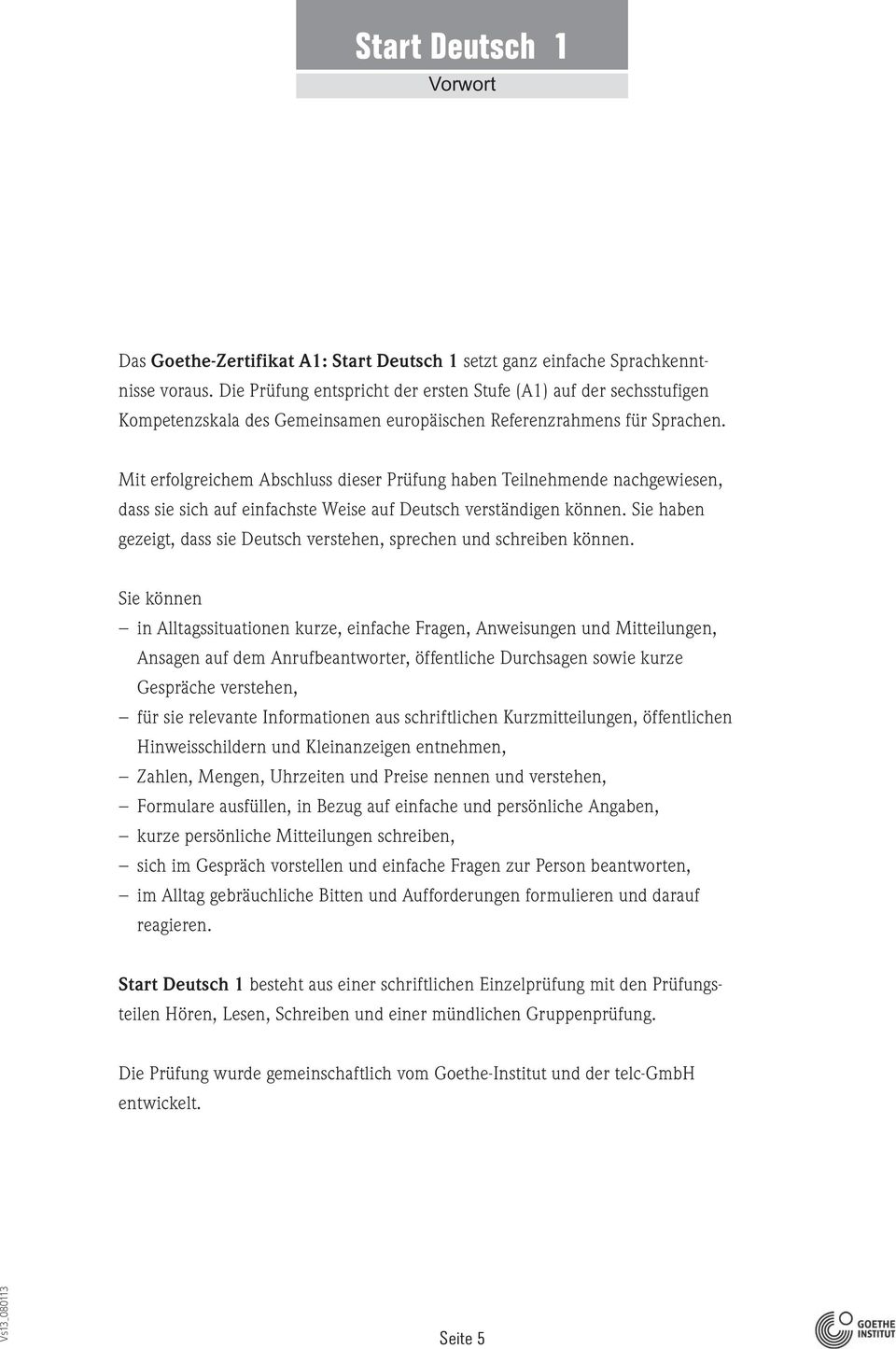 Goethe Zertifikat A1 Start Deutsch 1 Modellsatz Pdf