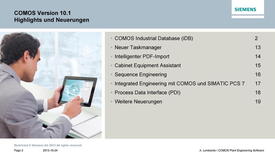 Assistant 15 Sequence Engineering 16 Integrated Engineering mit COMOS