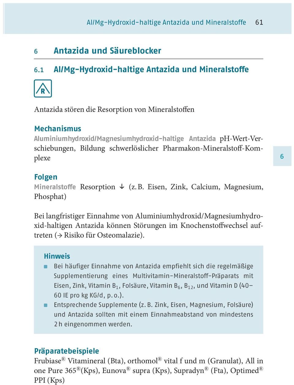 Pharmakon-Mineralstoff-Komplexe Mineralstoffe Resorption (z. B.