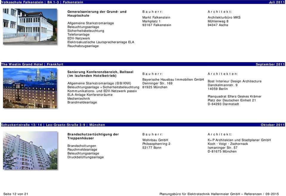 (EIB/KNX) + Kommunikations- und EDV-Netzwerk passiv ELA-Anlage Konferenzräume Medientechnik Bayerische Hausbau Immobilien GmbH Denninger Str.