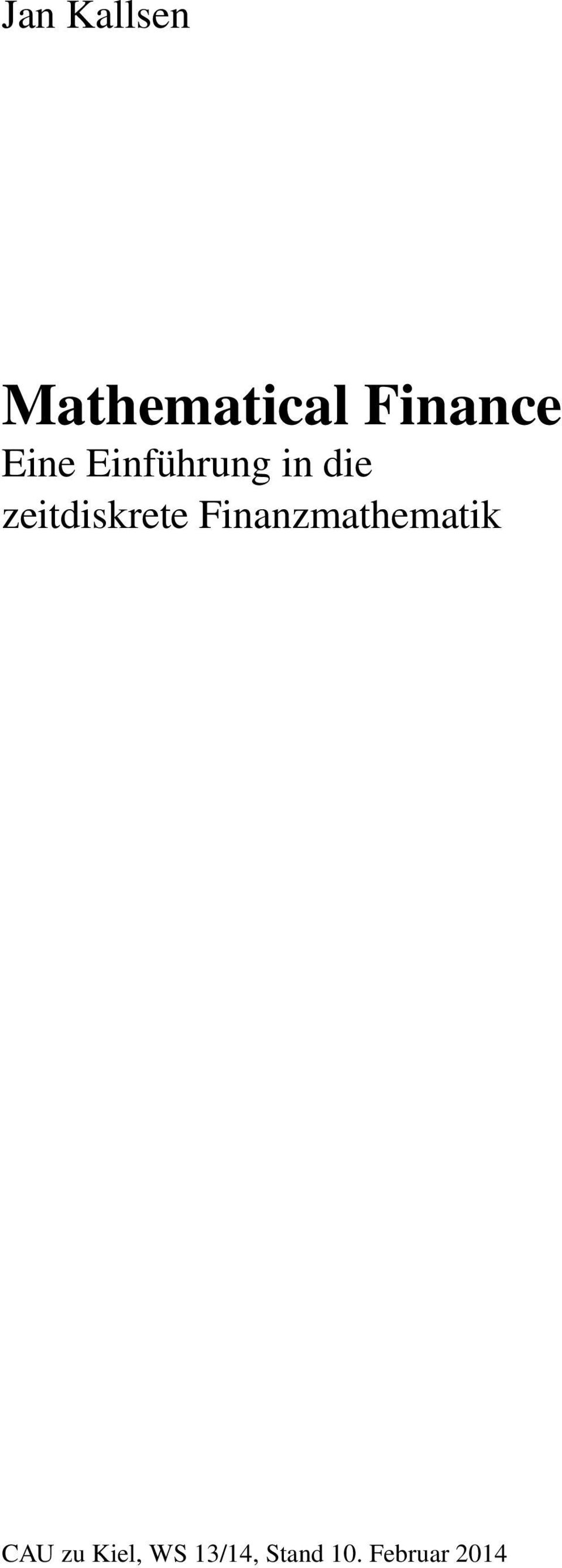 zeitdiskrete Finanzmathematik AU