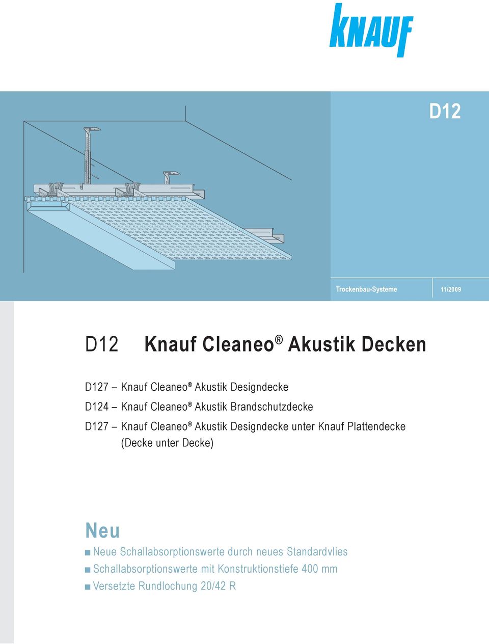 D12. Knauf Cleaneo Akustik Decken. Neu - PDF Kostenfreier Download