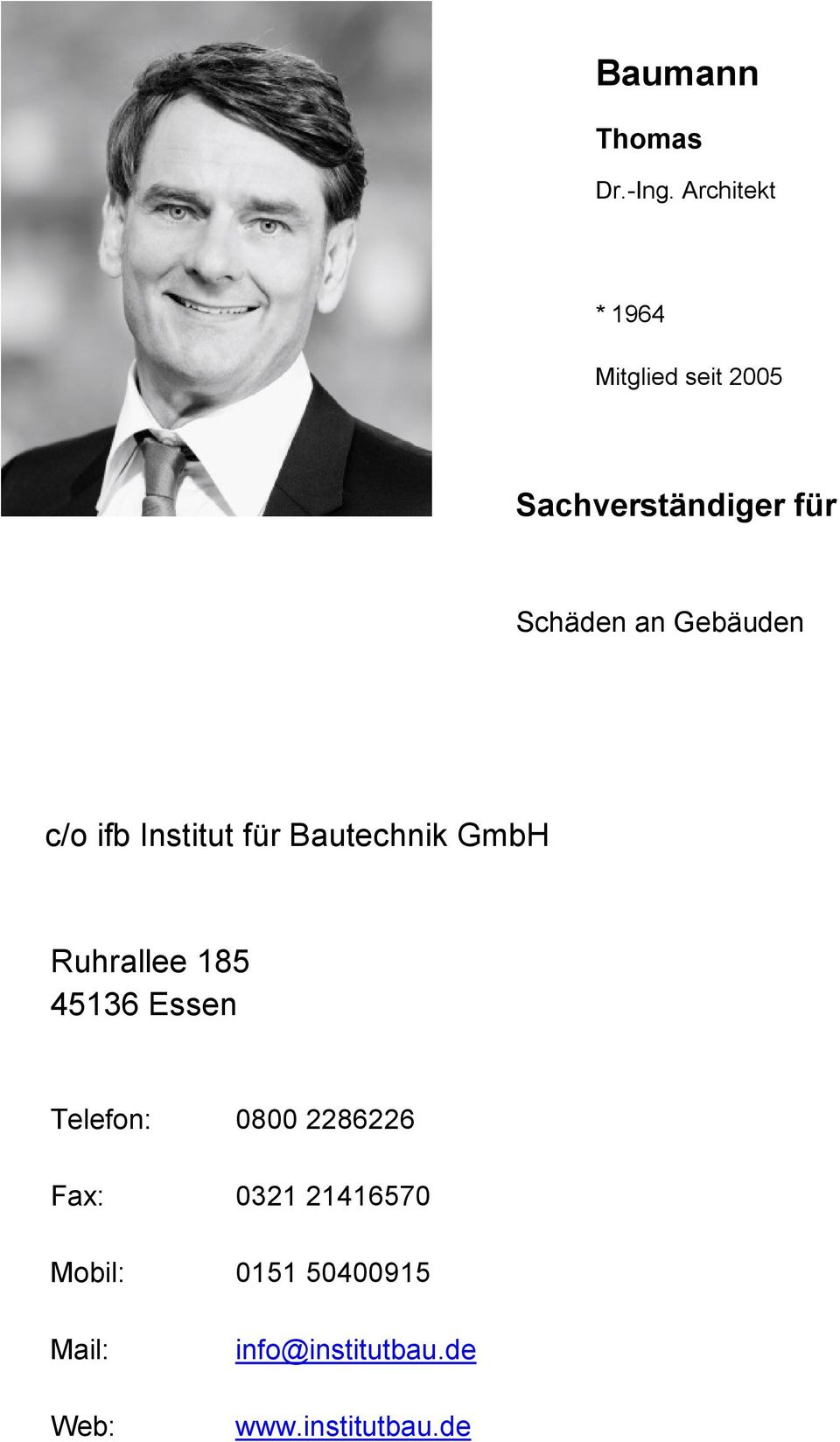ifb Institut für Bautechnik GmbH Ruhrallee 185 45136 Essen