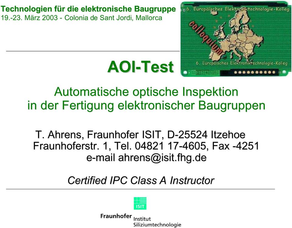 Inspektion in der Fertigung elektronischer Baugruppen T.