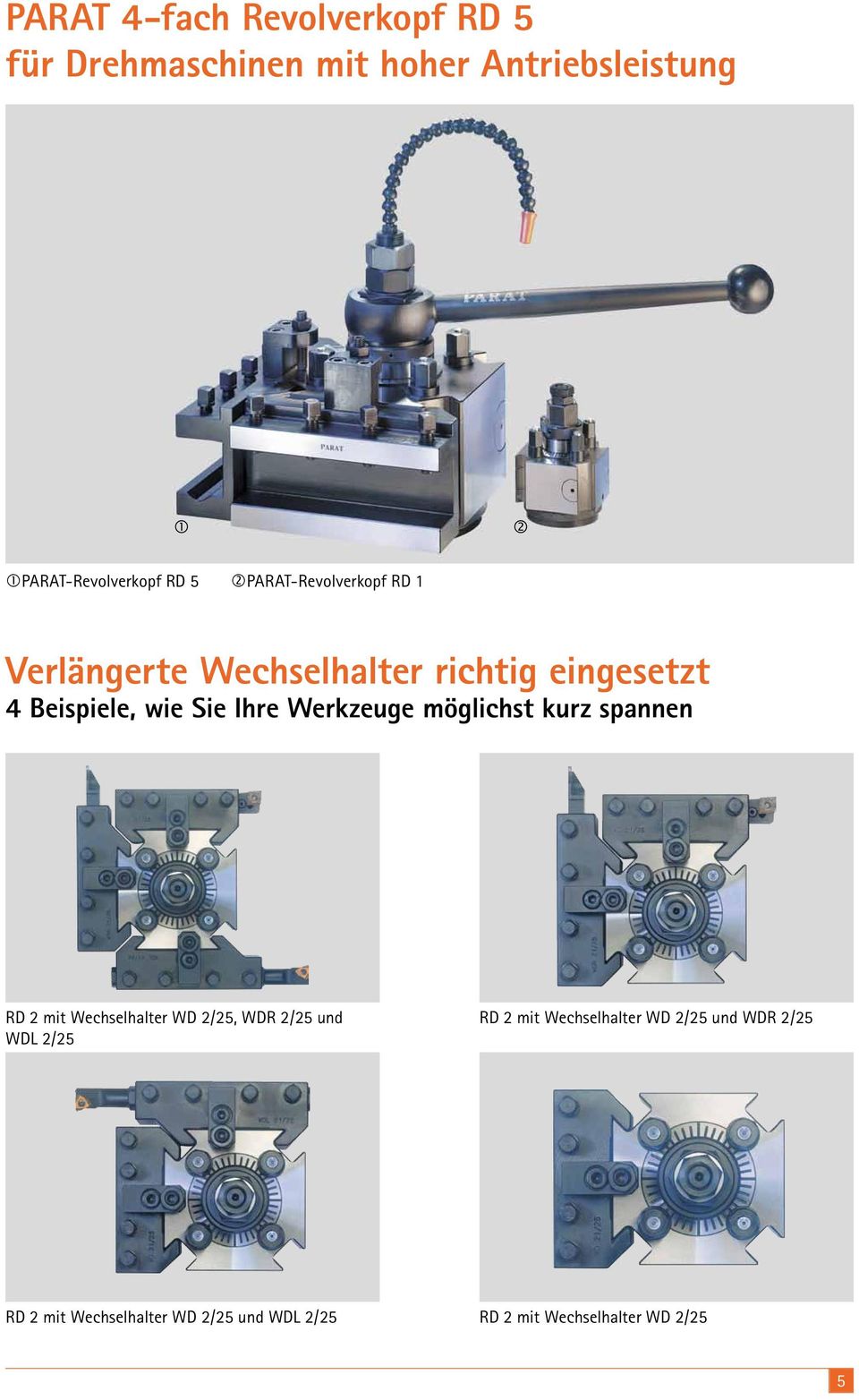 Werkzeuge möglichst kurz spannen RD 2 mit Wechselhalter WD 2/25, WDR 2/25 und WDL 2/25 RD 2 mit