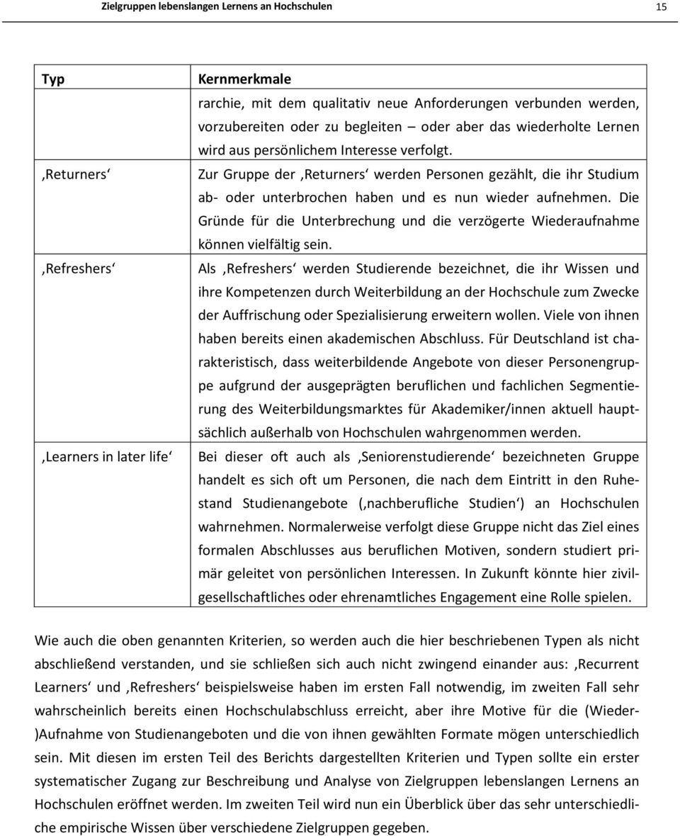 Zur Gruppe der Returners werden Personen gezählt, die ihr Studium ab- oder unterbrochen haben und es nun wieder aufnehmen.