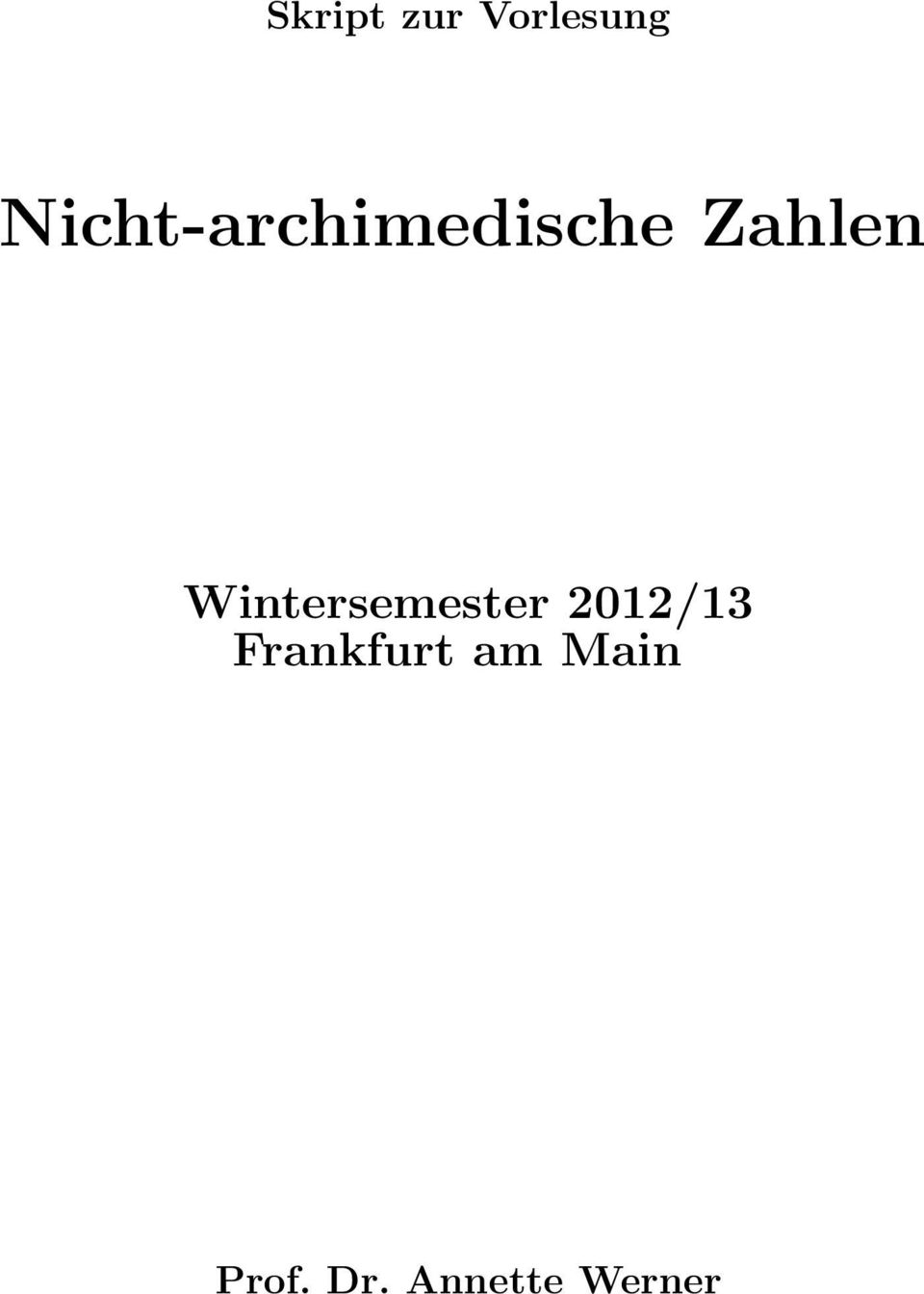 Wintersemester 2012/13