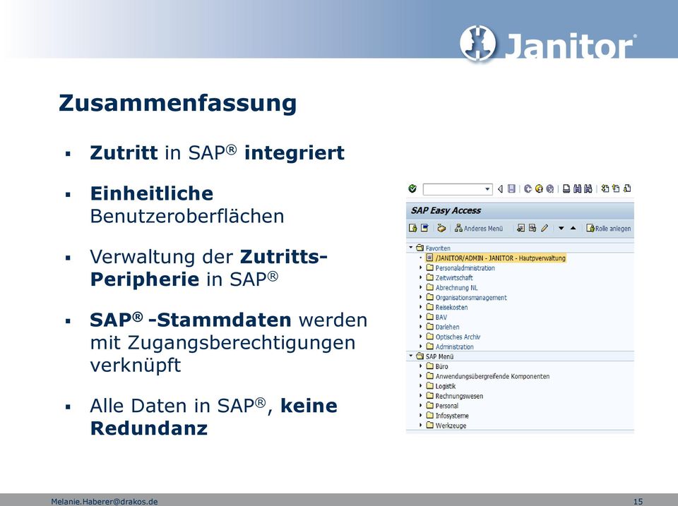 SAP SAP -Stammdaten werden mit Zugangsberechtigungen