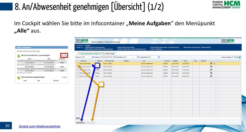 Infocontainer Meine Aufgaben den