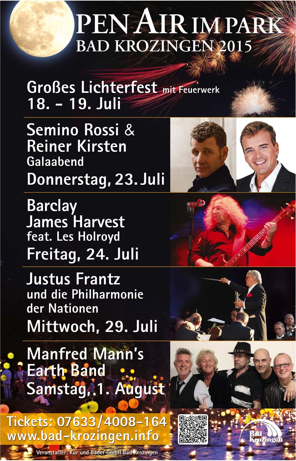 Les Holroyd Freitag, 24. Juli Justus Frantz und die Philharmonie der Nationen Mittwoch, 29.