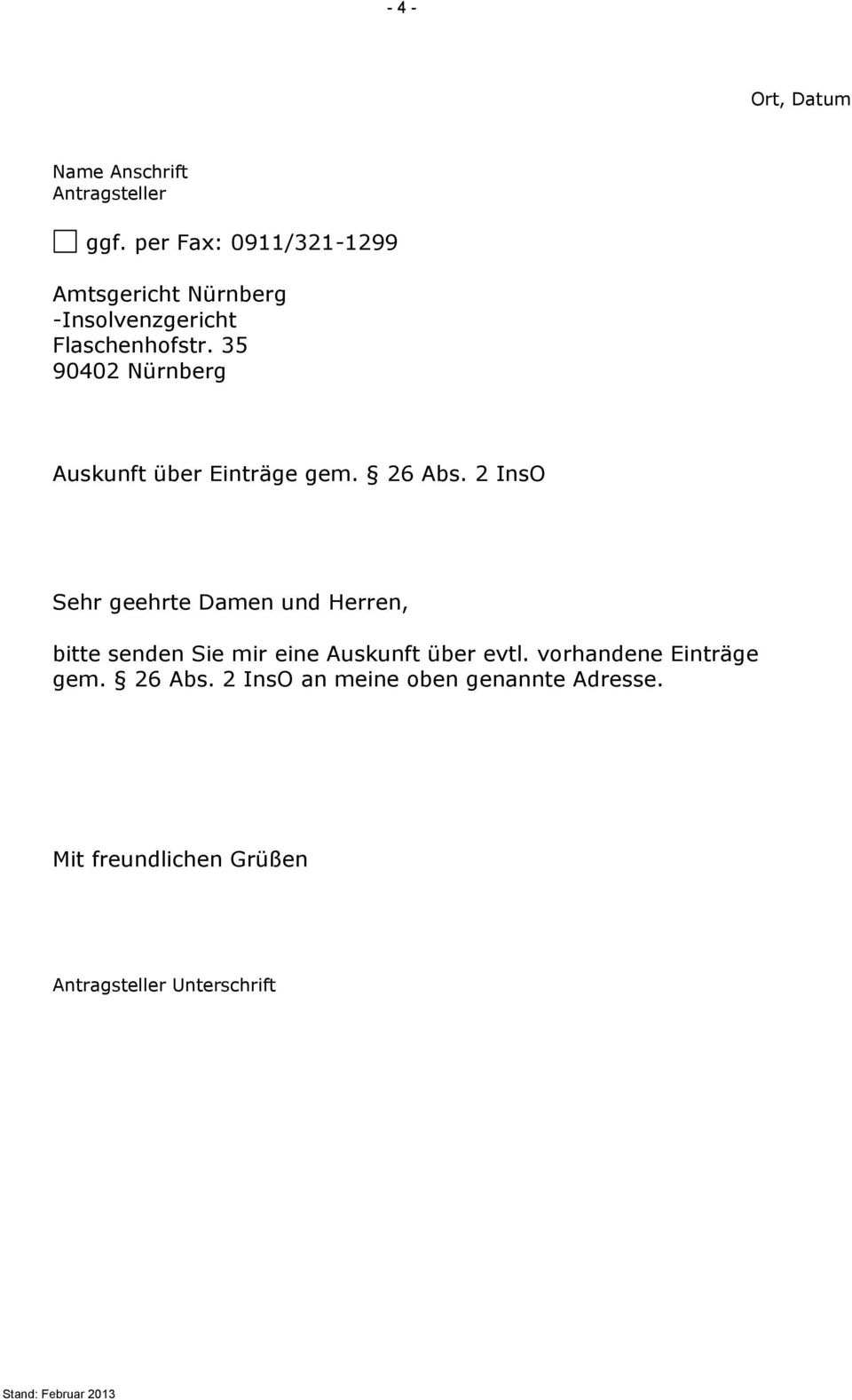 35 90402 Nürnberg Auskunft über Einträge gem. 26 Abs.