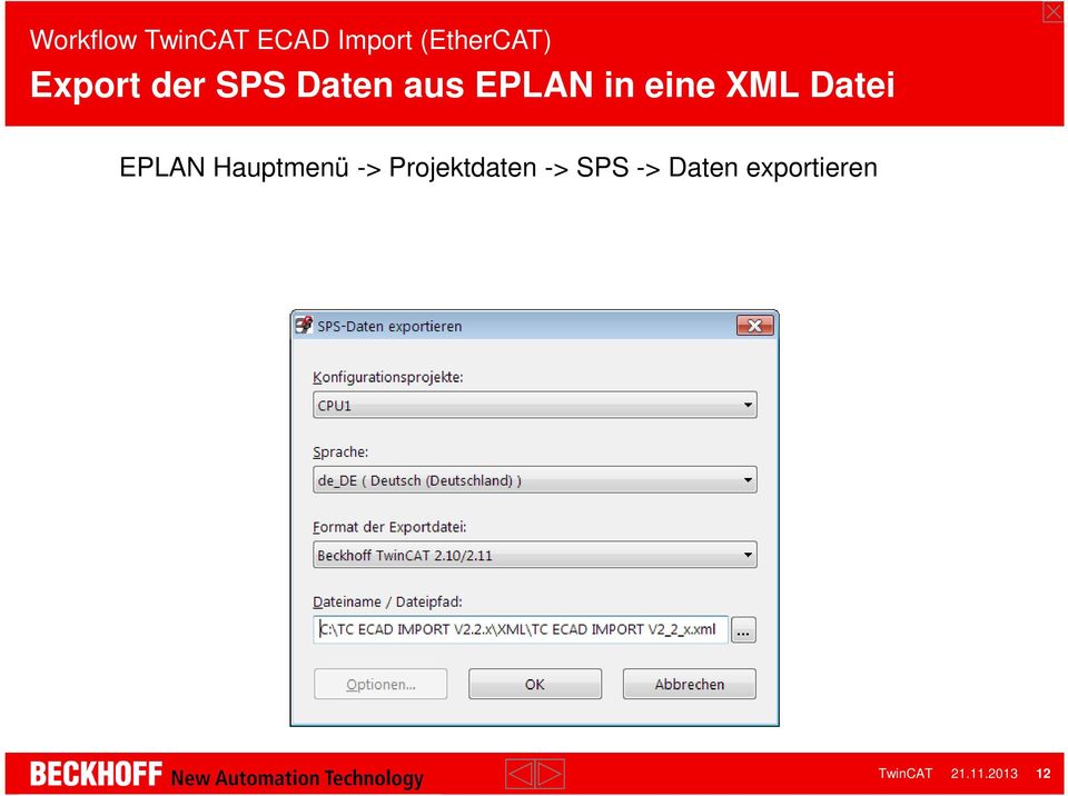 Hauptmenü -> Projektdaten -> SPS