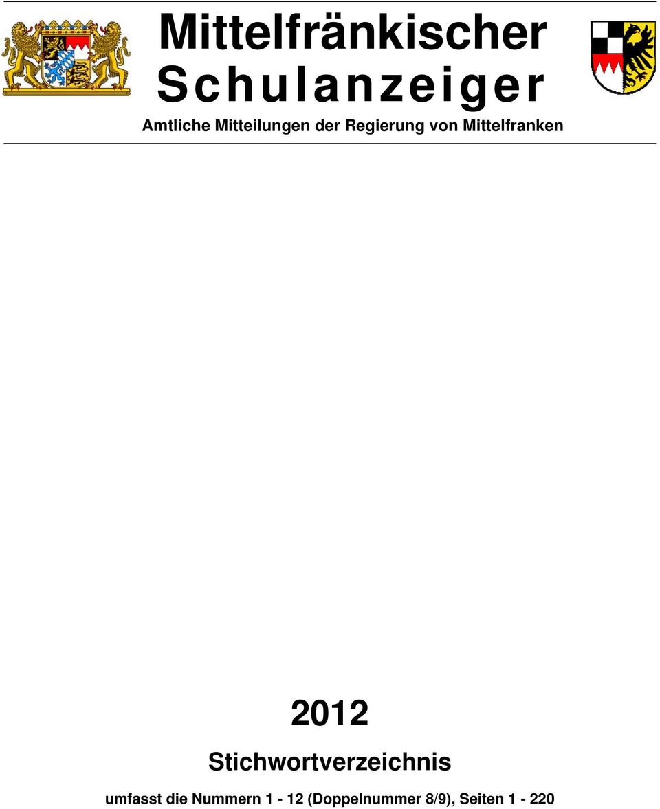 Mittelfranken 2012 Stichwortverzeichnis