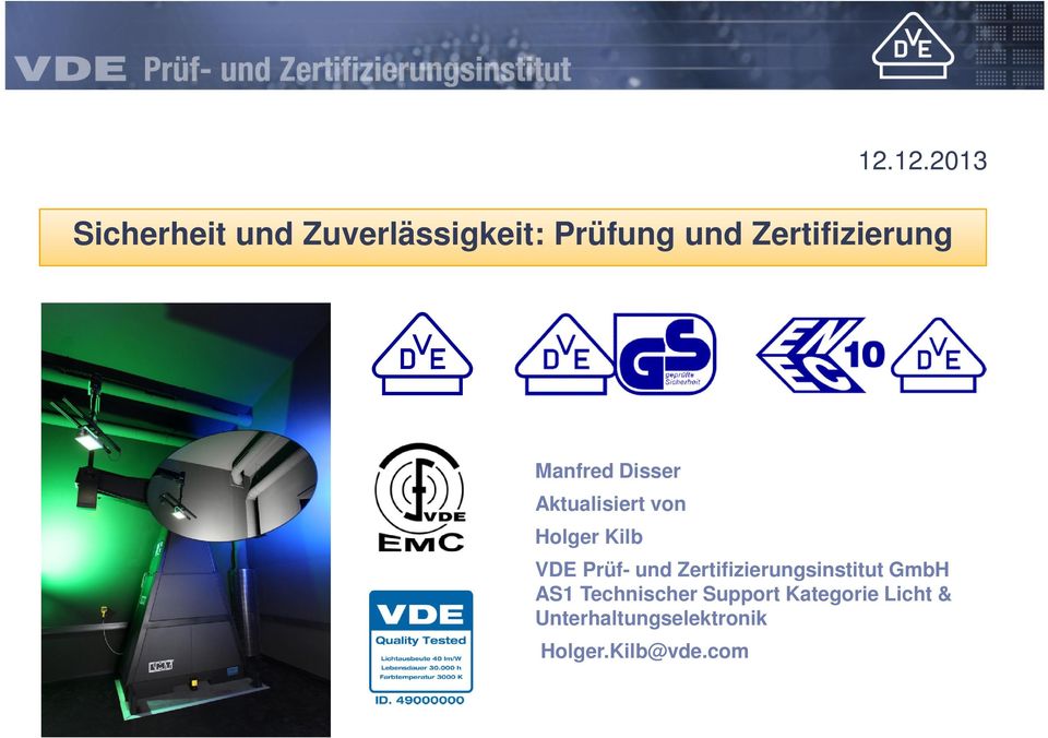 VDE Prüf- und Zertifizierungsinstitut GmbH AS1 Technischer
