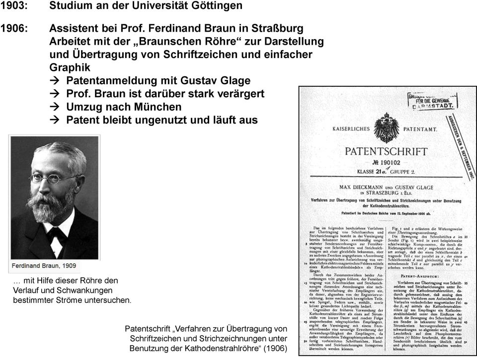 Patentanmeldung mit Gustav Glage Prof.