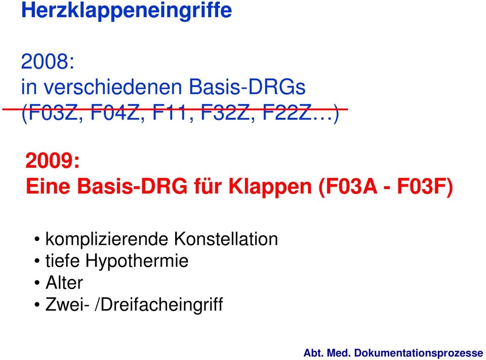 Basis-DRG für Klappen (F03A - F03F) komplizierende