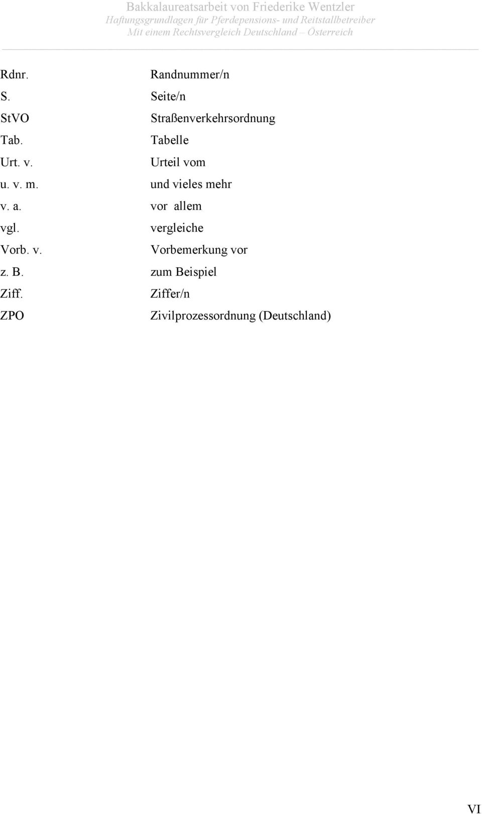 v. Randnummer/n Straßenverkehrsordnung Tabelle Urteil vom u. v. m. und vieles mehr v. a.