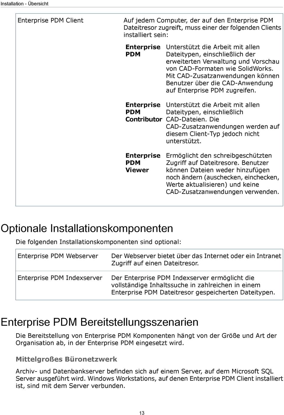 Mit CAD-Zusatzanwendungen können Benutzer über die CAD-Anwendung auf Enterprise PDM zugreifen. Enterprise PDM Contributor Unterstützt die Arbeit mit allen Dateitypen, einschließlich CAD-Dateien.