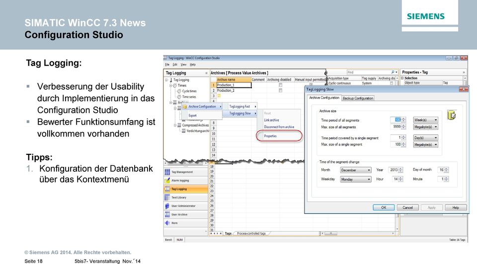 Usability durch Implementierung in das Configuration Studio