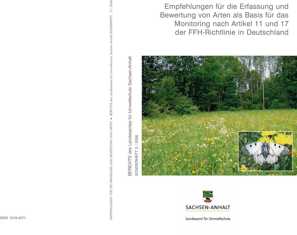 für Umweltschutz Sachsen-Anhalt SONDERHEFT 2 / 2006 Empfehlungen für die Erfassung und