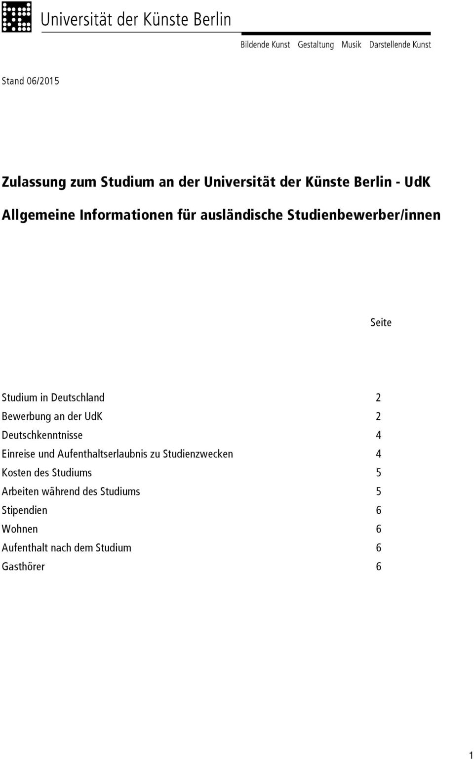 Zulassung Zum Studium An Der Universitat Der Kunste Berlin Udk