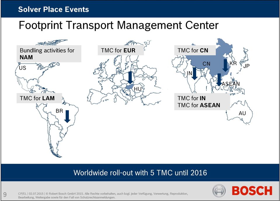 for IN TMC for ASEAN ASEAN AU Bosch Regional Logistics Functions &