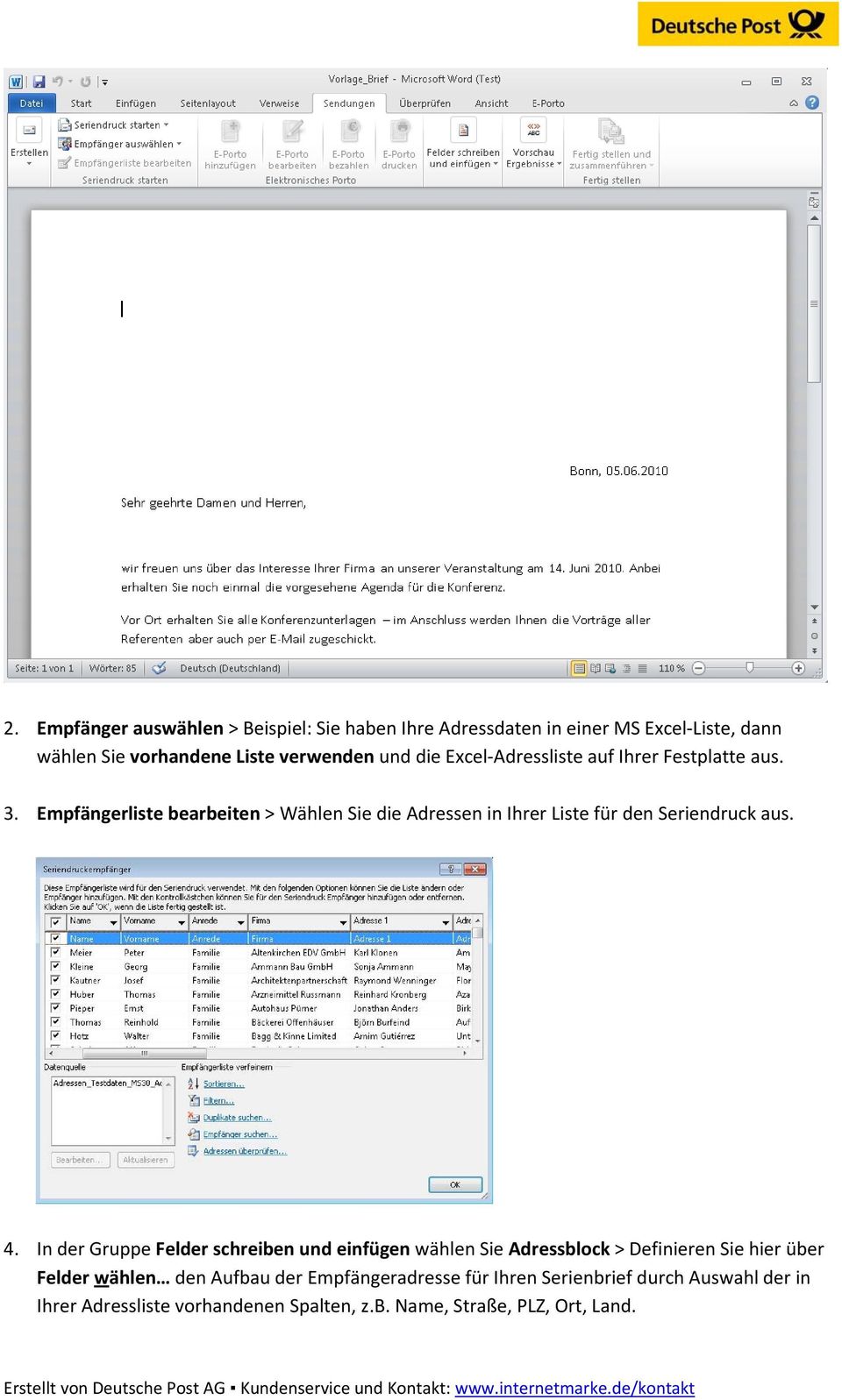 Frankieren In Microsoft Word Mit Dem E Porto Add In Der Deutschen