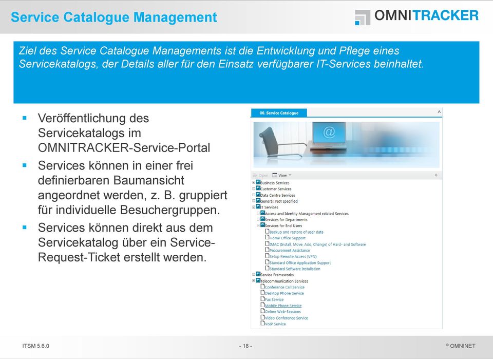Veröffentlichung des Servicekatalogs im OMNITRACKER-Service-Portal Services können in einer frei definierbaren
