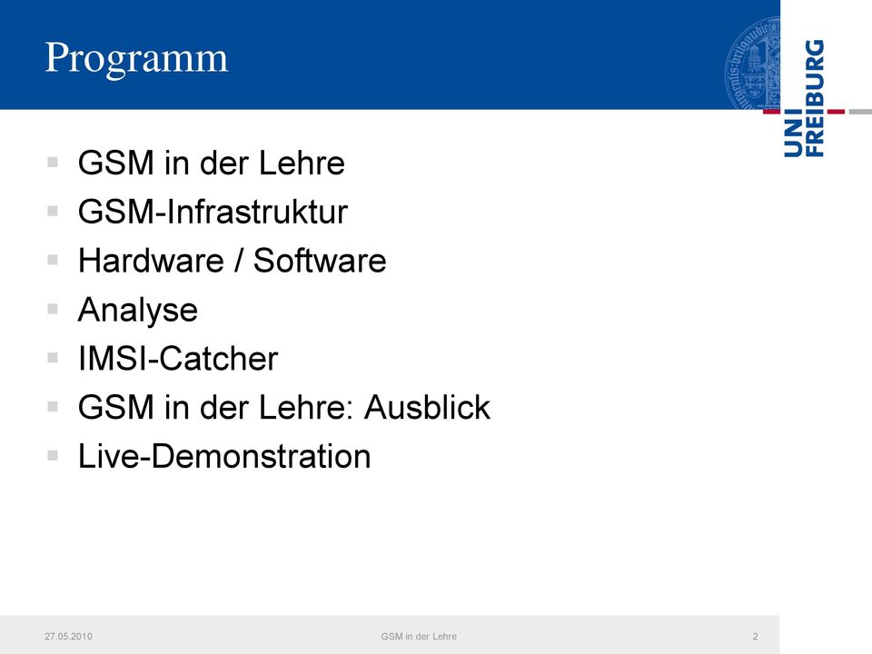 Analyse IMSI-Catcher GSM in der Lehre: