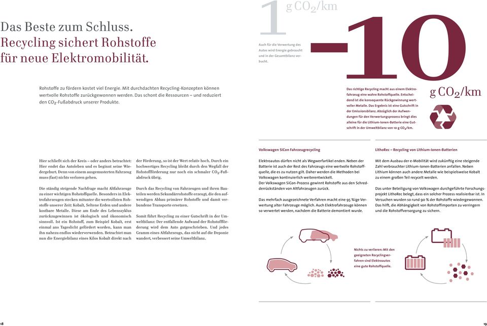 Das schont die Ressourcen und reduziert den CO2-Fußabdruck unserer Produkte. Das richtige Recycling macht aus einem Elektrofahrzeug eine wahre Rohstoffquelle.