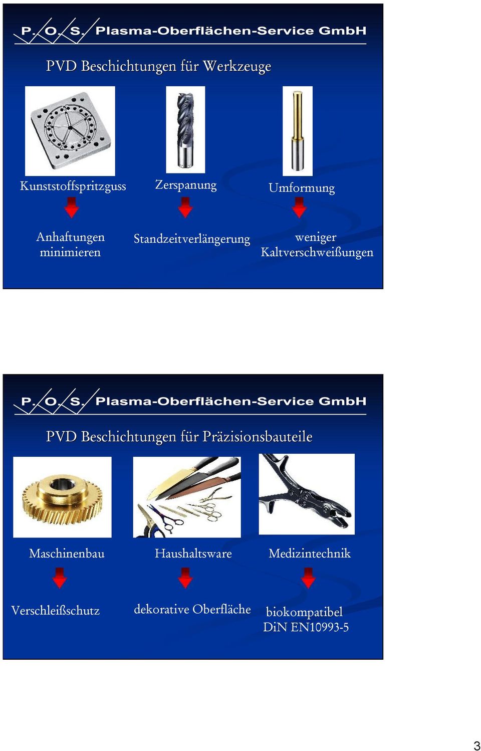 PVD Beschichtungen für Präzisionsbauteile Maschinenbau Haushaltsware