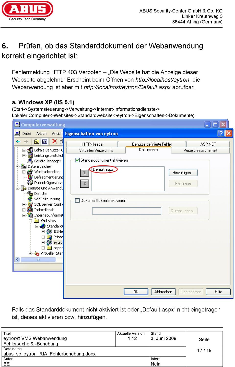 aspx abrufbar. a. Windows XP (IIS 5.