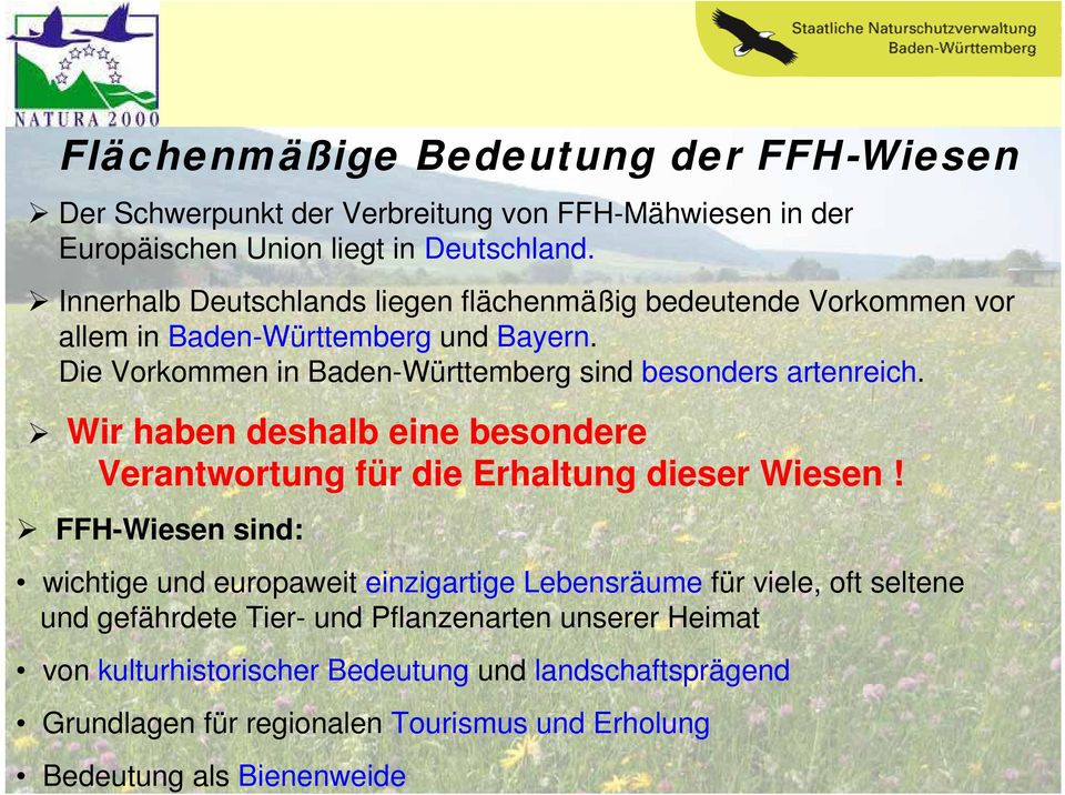 Die Vorkommen in Baden-Württemberg sind besonders artenreich. Wir haben deshalb eine besondere Verantwortung für die Erhaltung dieser Wiesen!