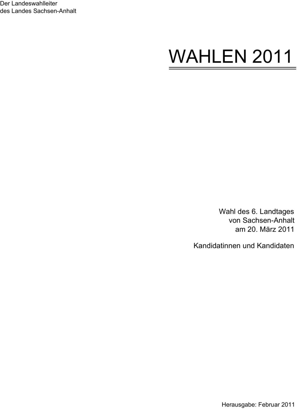 Landtages von Sachsen-Anhalt am 20.
