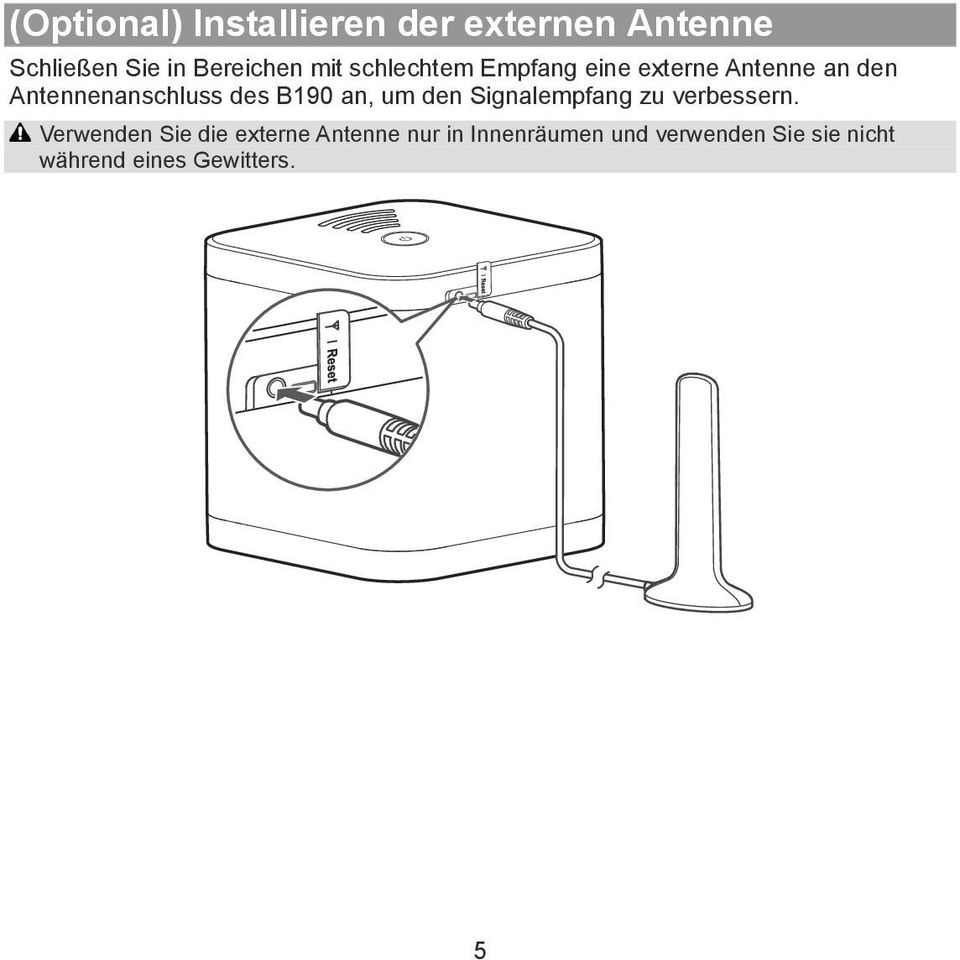 B190 an, um den Signalempfang zu verbessern.