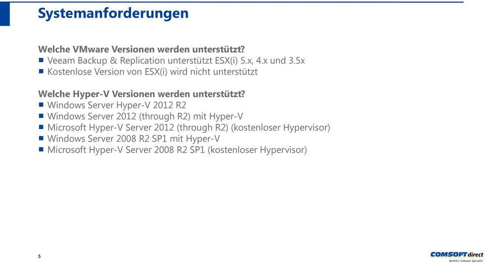 Windows Server Hyper-V 2012 R2 Windows Server 2012 (through R2) mit Hyper-V Microsoft Hyper-V Server 2012 (through