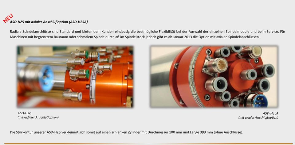 Für Maschinen mit begrenztem Bauraum oder schmalem Spindeldurchlaß im Spindelstock jedoch gibt es ab Januar 2013 die Option mit axialen